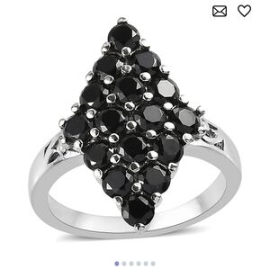 🆕️Thai Black Spinel Cluster Ring in Stainless Steel 2.15 ctw